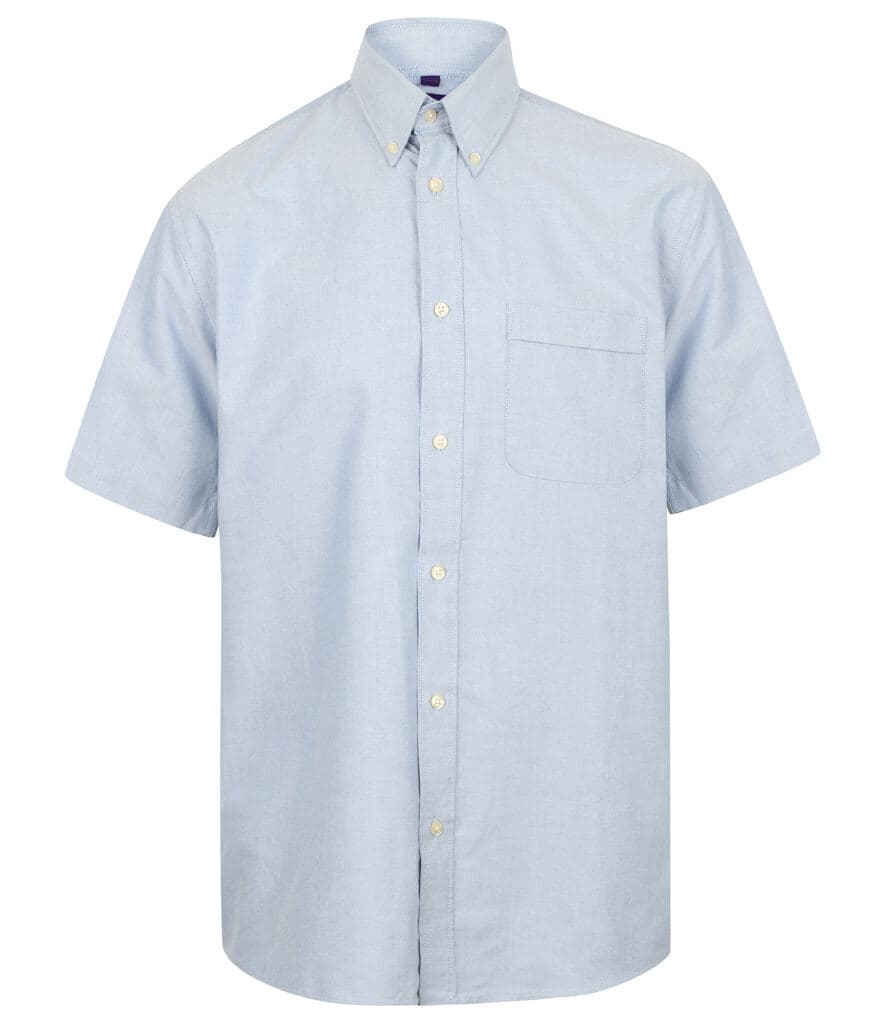 Henbury Short Sleeve Classic Oxford Shirt — H515 BLU FRONT