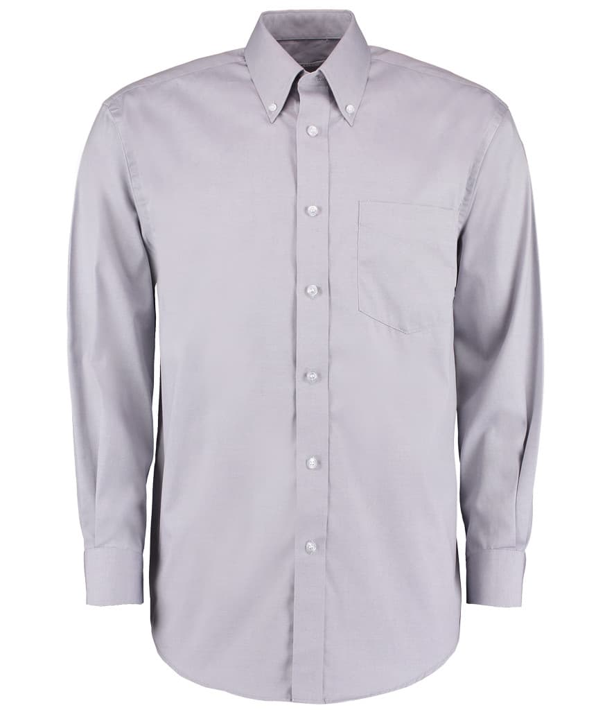 Kustom Kit Premium Long Sleeve Classic Fit Oxford Shirt — K105 SIL FRONT
