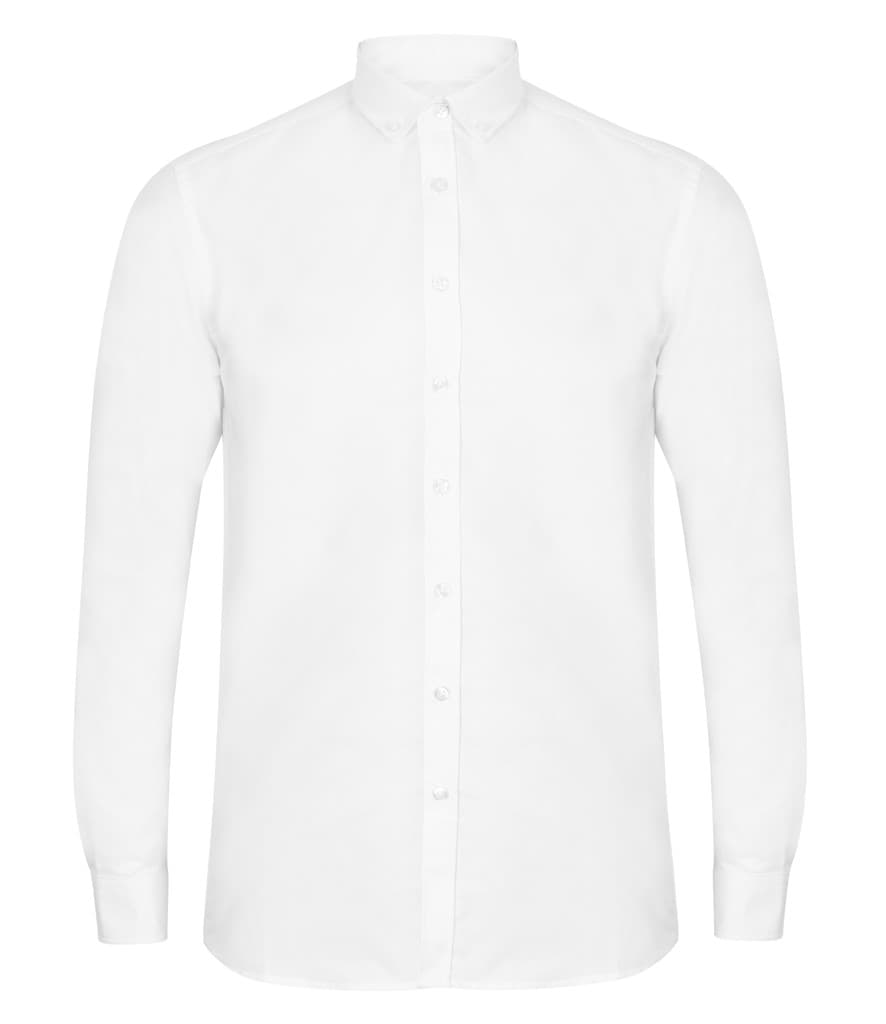 Henbury Modern Long Sleeve Regular Fit Oxford Shirt — H512R WHI FRONT
