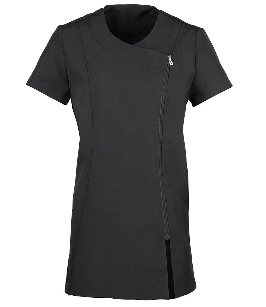 Premier Ladies Camellia Short Sleeve Tunic — PR686 BLK FRONT
