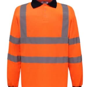 Yoko Hi-Vis Long Sleeve Polo Shirt — YK016 ORA FRONT
