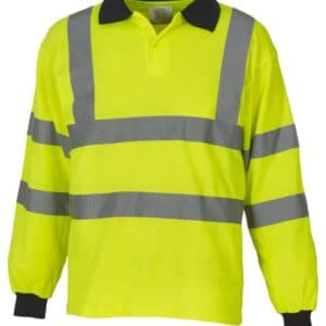 Yoko Hi-Vis Long Sleeve Polo Shirt — YK016 YEL FRONT