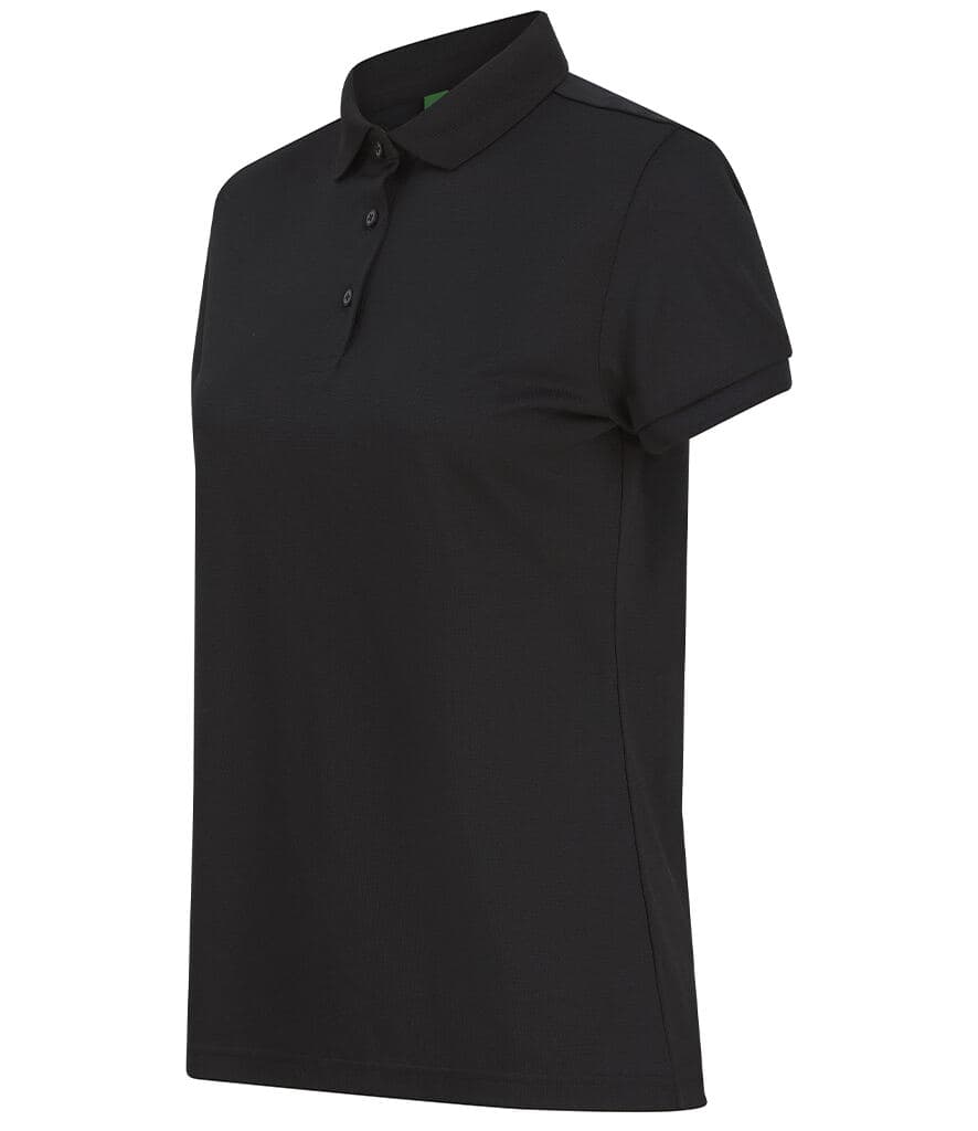 Henbury Ladies Recycled Polyester Polo Shirt — H466 BLK SIDE