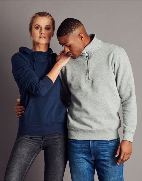 Printer Essentials Rounders Unisex 1/4 Zip Sweatshirt in Grey Melange