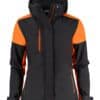 Printer Prime Ladies Padded Softshell Jacket in Black/Orange