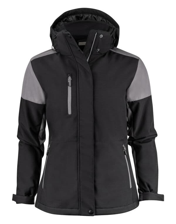 Printer Prime Ladies Padded Softshell Jacket in Black/Anthracite
