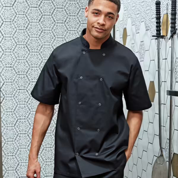 Premier Unisex Short Sleeve Stud Front Chef’s Jacket