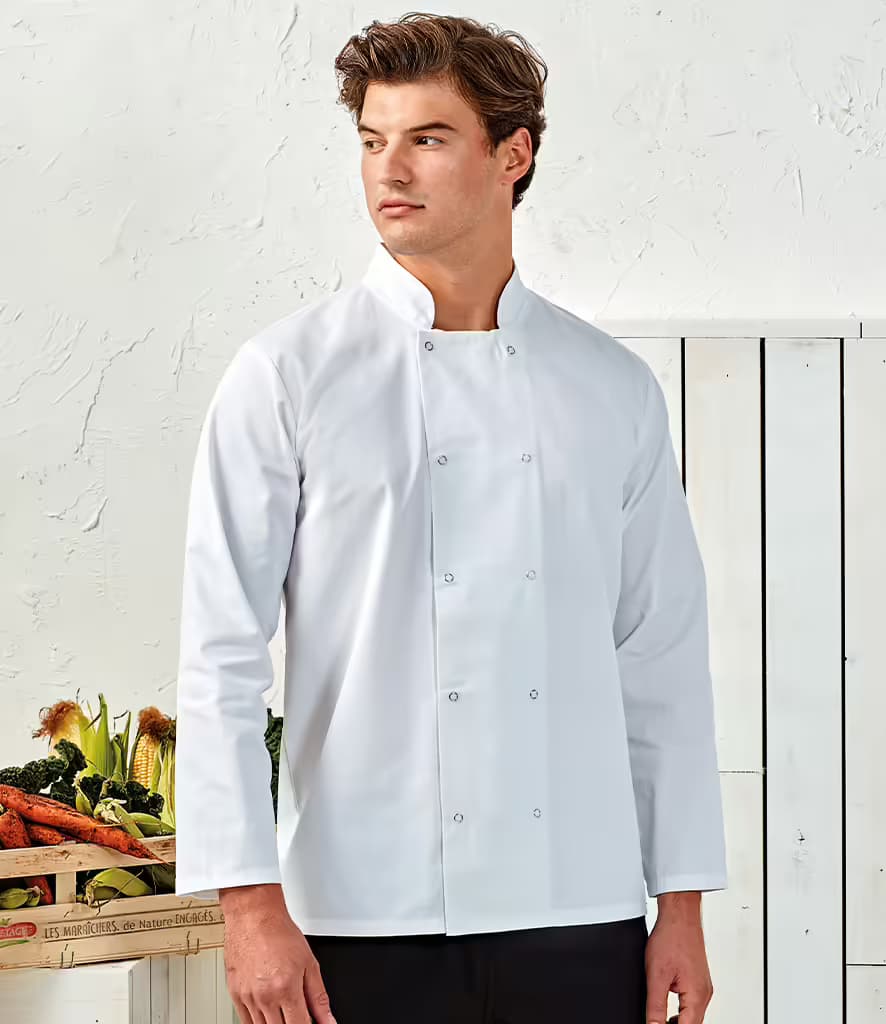 Premier Unisex Long Sleeve Stud Front Chef’s Jacket