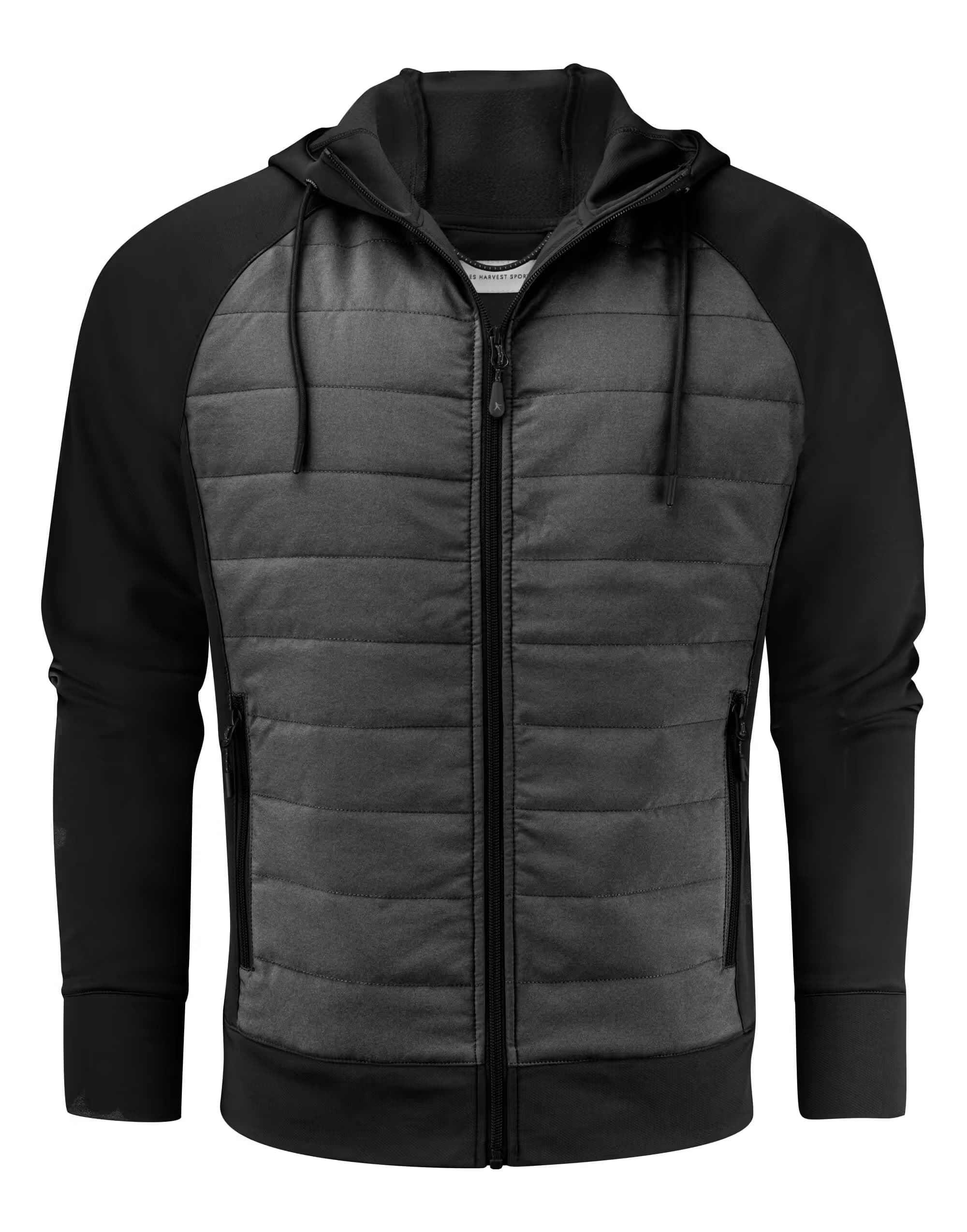 James Harvest Keyport Full Zip Hooded Hybrid Unisex Jacket in Black