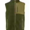 James Harvest Kingsley Sherpa Fleece Unisex Vest in Moss Green