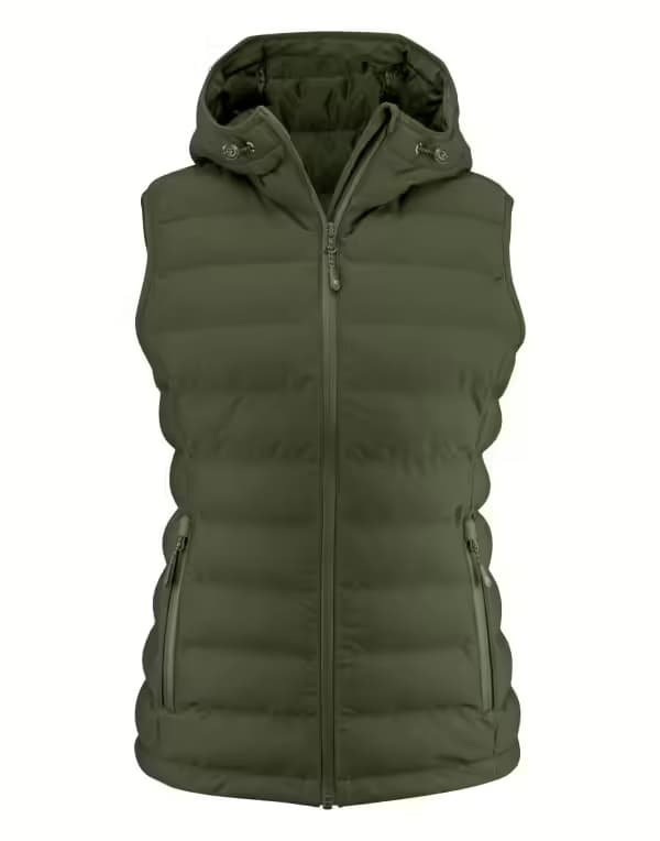 James Harvest Woodlake Heights Padded Ladies Vest in Moss Green