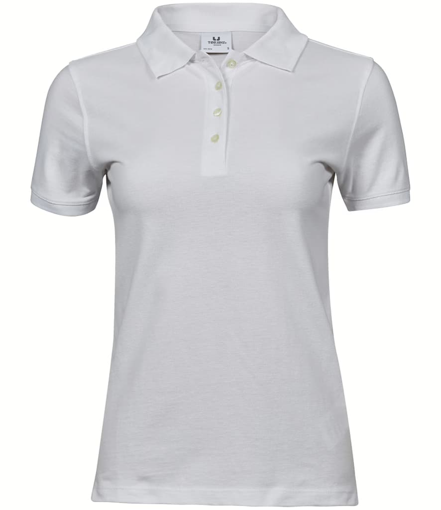 Tee Jays Ladies Heavy Cotton Pique Polo Shirt — T1401 WHI FRONT