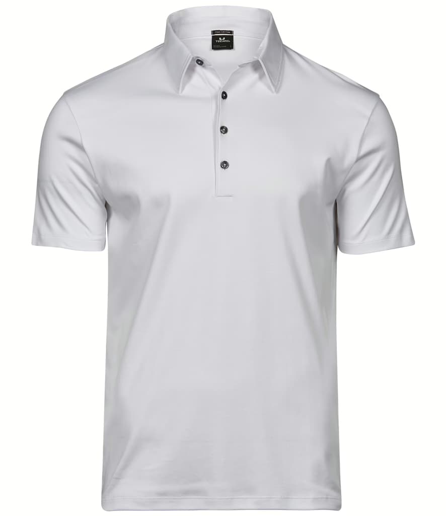 Tee Jays Pima Cotton Interlock Polo Shirt — T1440 WHI FRONT