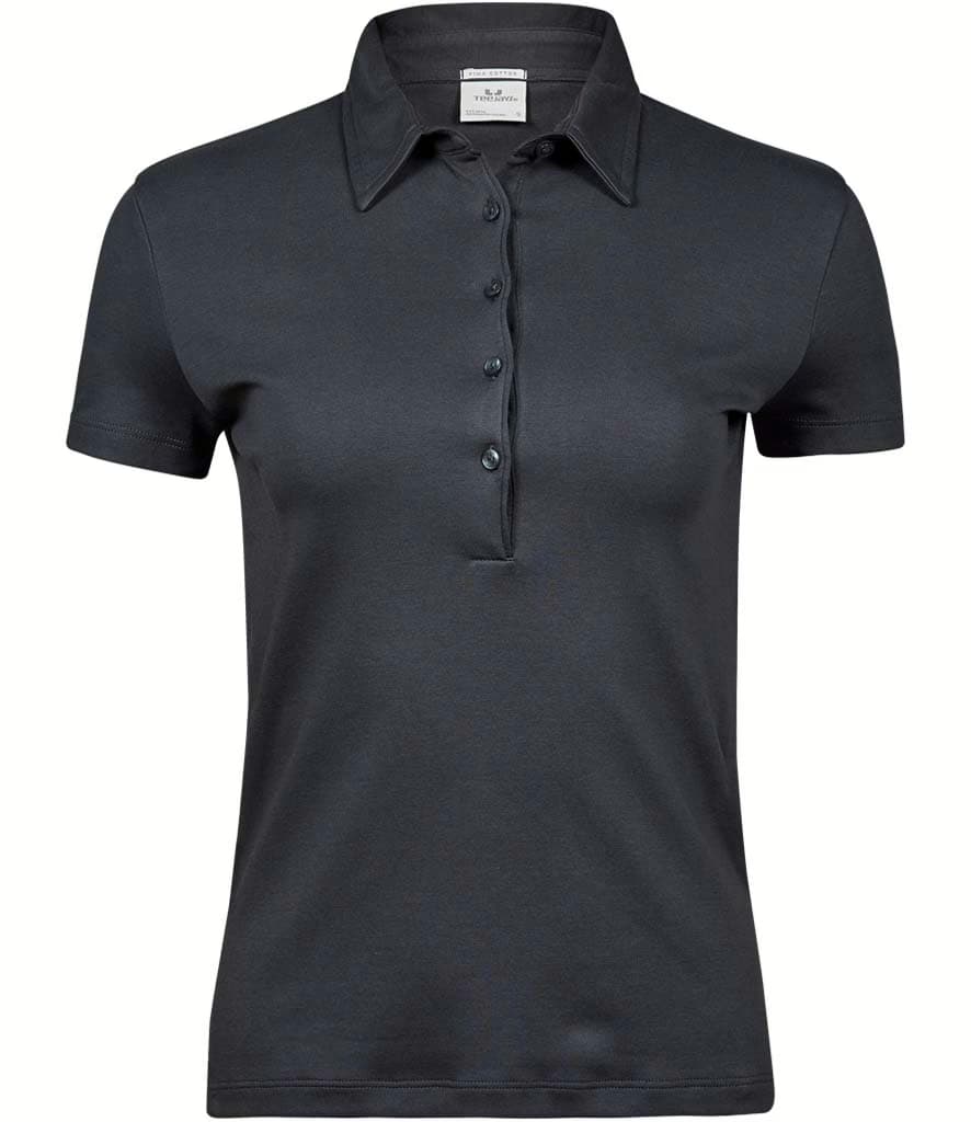 Tee Jays Women’s Pima Cotton Interlock Polo Shirt — T1441 DGY FRONT