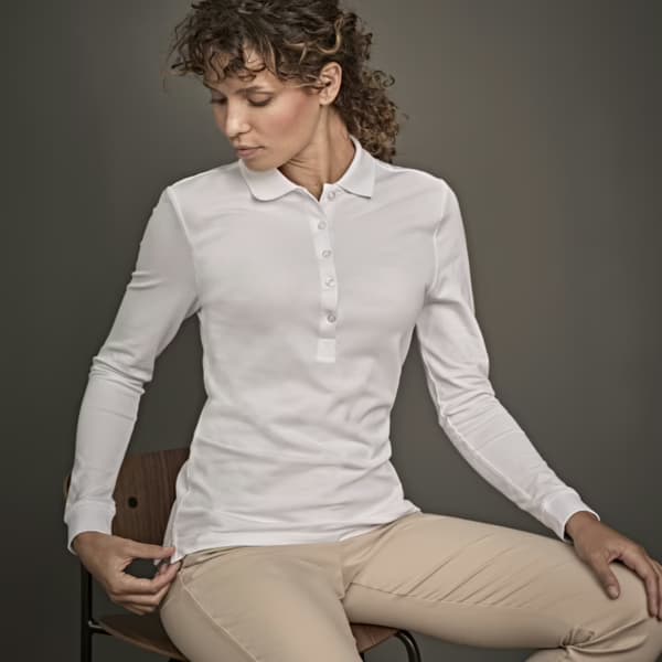 Tee Jays Ladies Luxury Stretch Long Sleeve Polo Shirt