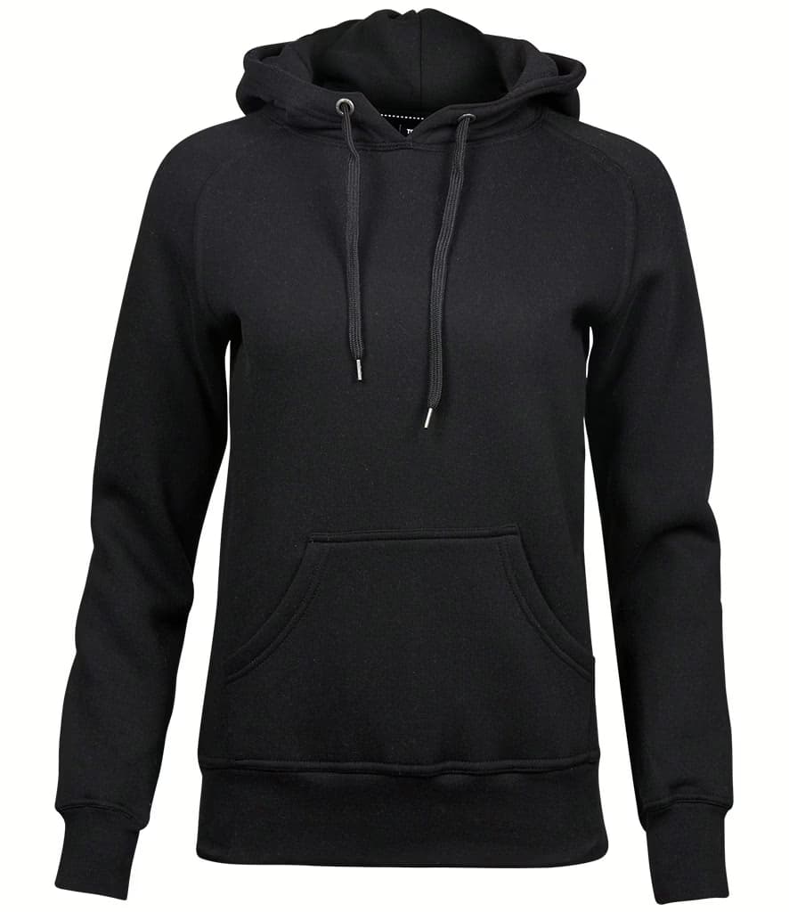Tee Jays Ladies Raglan Hooded Sweatshirt — T5431 BLK FRONT
