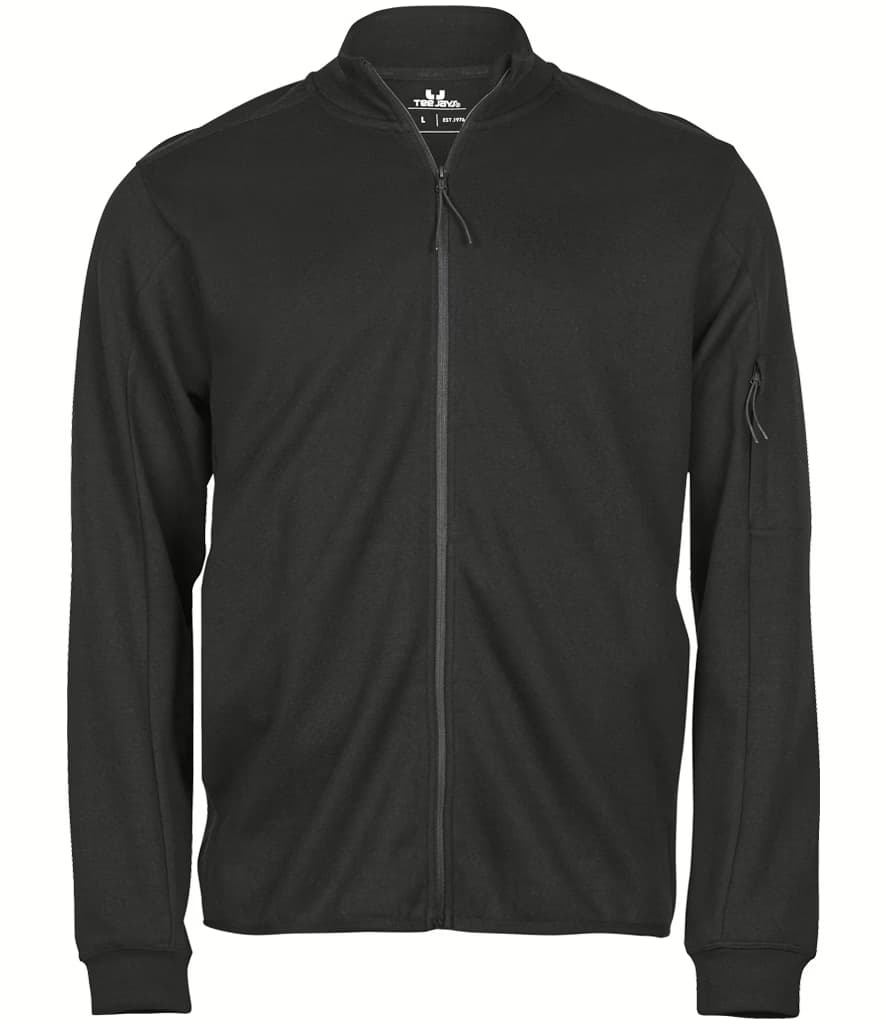 Tee Jays Athletic Full Zip Sweat Cardigan — T5704 BLK FRONT