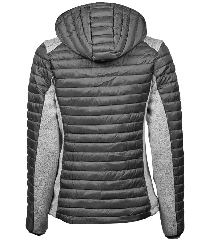 Tee Jays Ladies Crossover Hooded Padded Outdoor Jacket — T9611 SCGG BACK