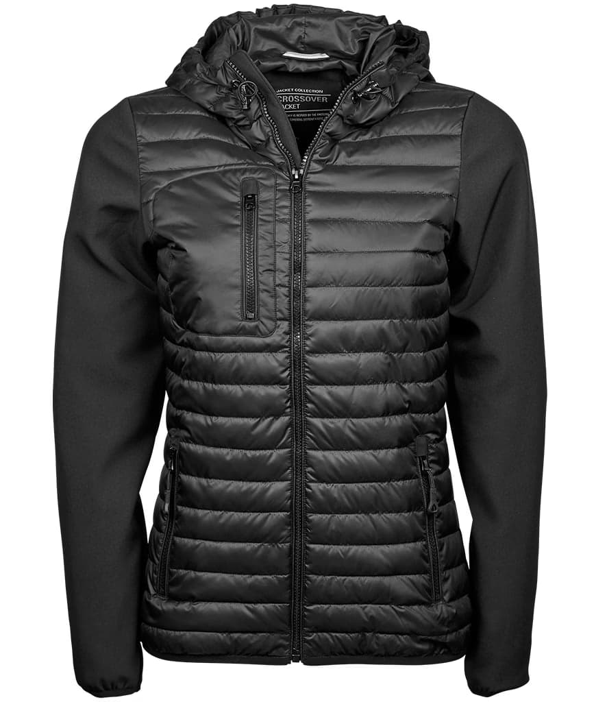 Tee Jays Ladies Crossover Padded Jacket — T9629 BKBK FRONT