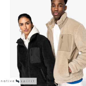 Native Spirit Unisex Sherpa Jacket — NS604 BLK MODEL 3