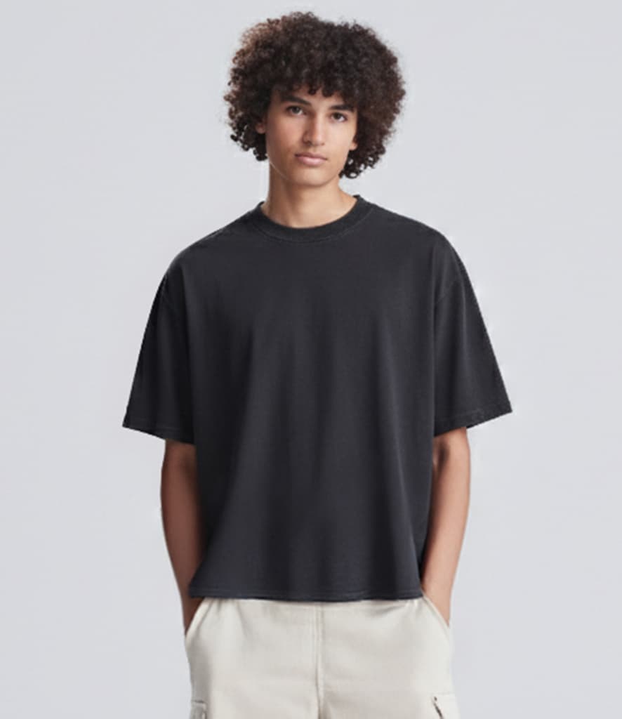 AWDis Heavyweight Boxy Cropped 240 T-Shirt — AT004 DBK MODEL 1 HERO
